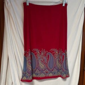 Express Red and Blue Paisley A-Line Skirt